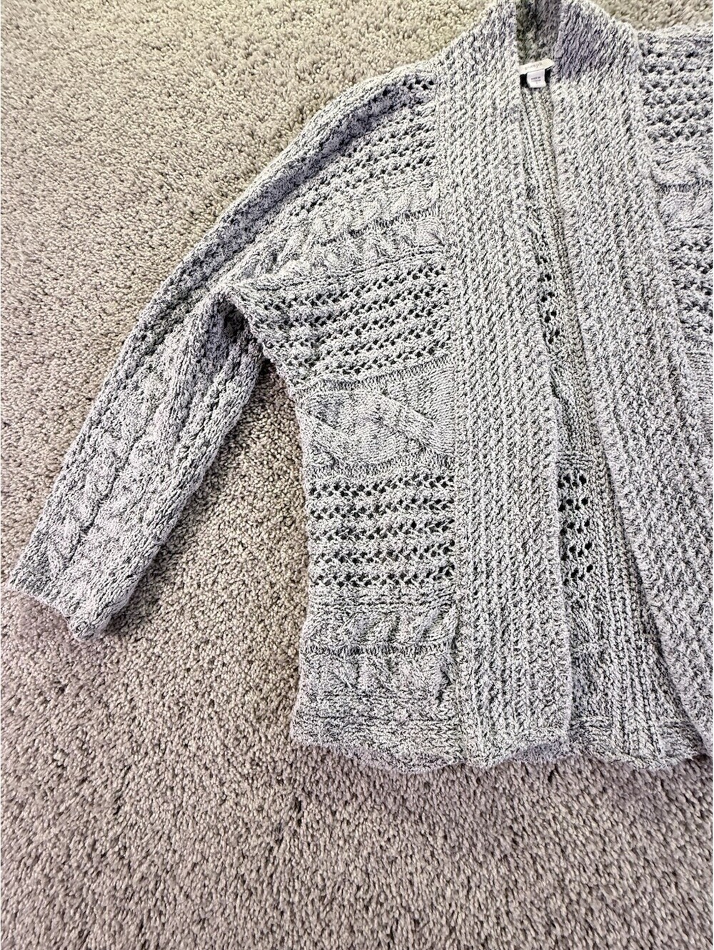 Pure Jill Size Small Open Knit Cardigan Gray Cotton Blend - Picture 5 of 13